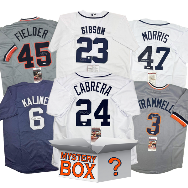 Autographed/Signed Detroit Baseball Jersey Mystery Box with PSA JSA or Beckett COA