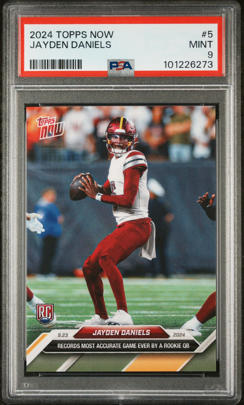 Graded 2024 Topps Now Jayden Daniels #5 Rookie RC Football Card PSA 9 Mint