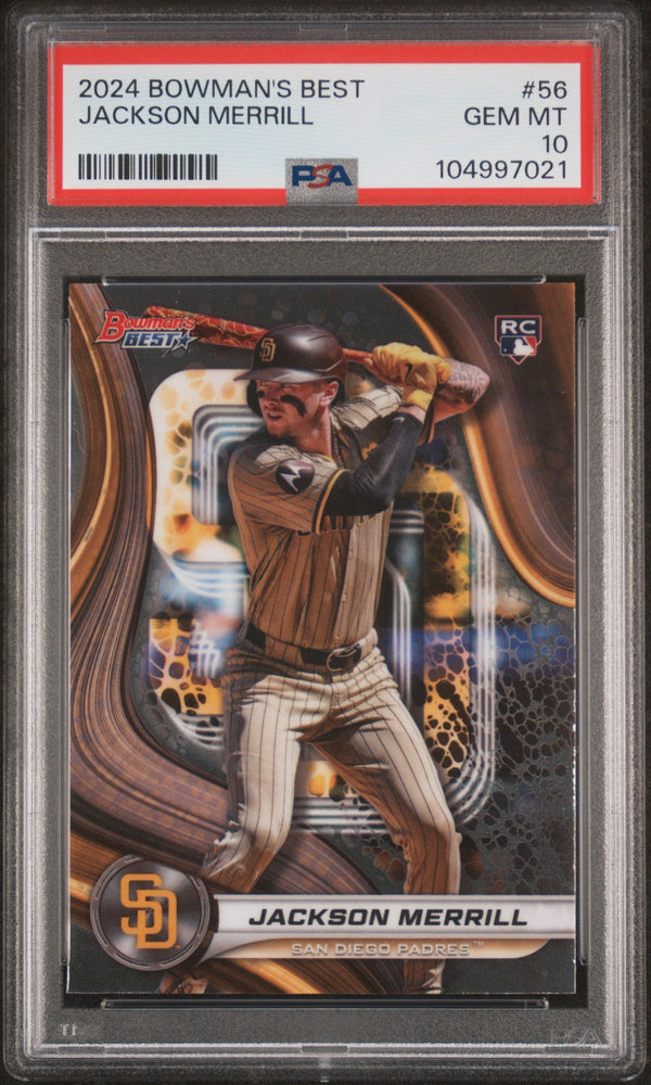 Graded 2024 Topps Bowmans Best Jackson Merrill #56 Rookie RC Baseball Card PSA 10 Gem Mint
