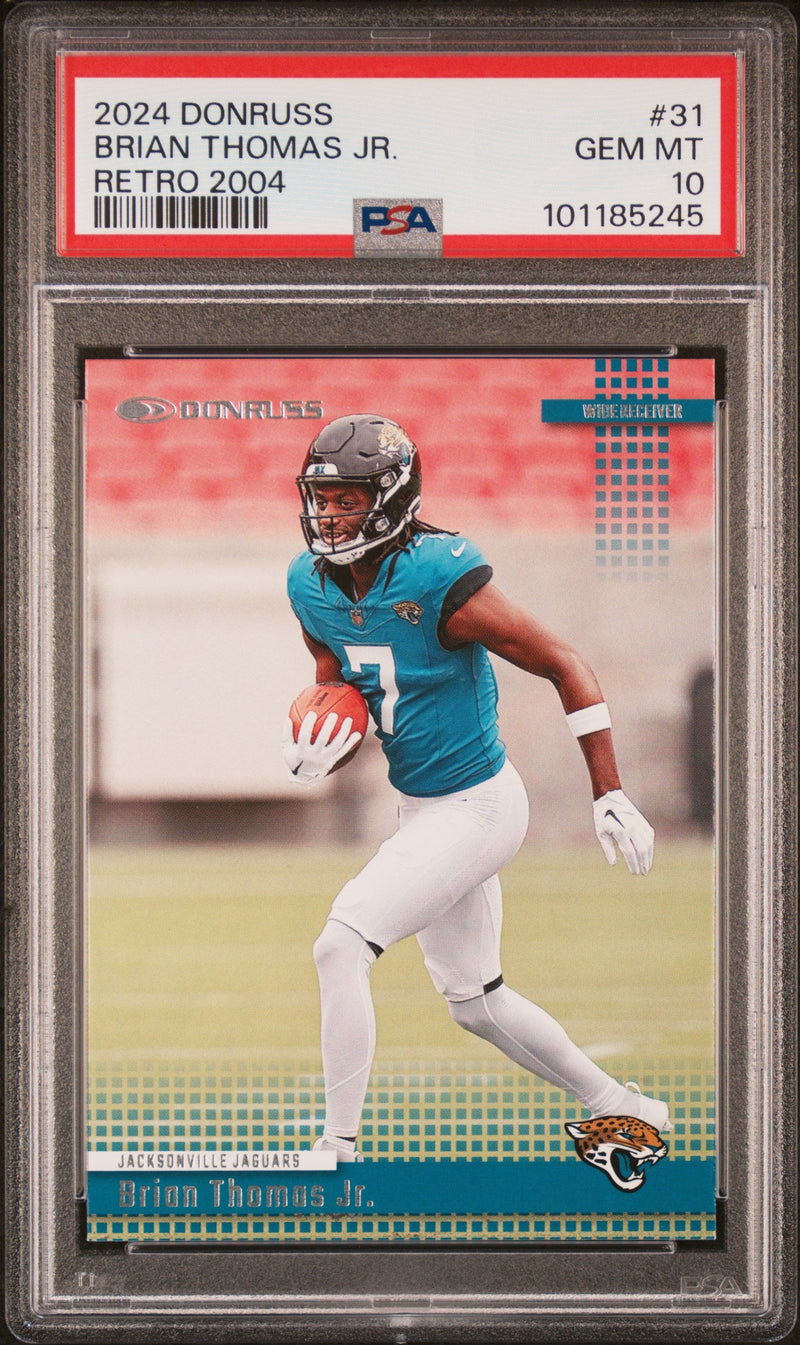 Graded 2024 Panini Donruss Brian Thomas Jr #31 Retro 2004 Rookie RC Football Card PSA 10 Gem Mint