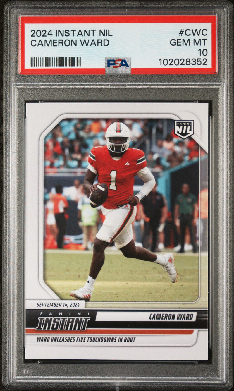 Graded 2024 Panini Instant NIL Cam Ward #CWC Rookie RC Football Card PSA 10 Gem Mint
