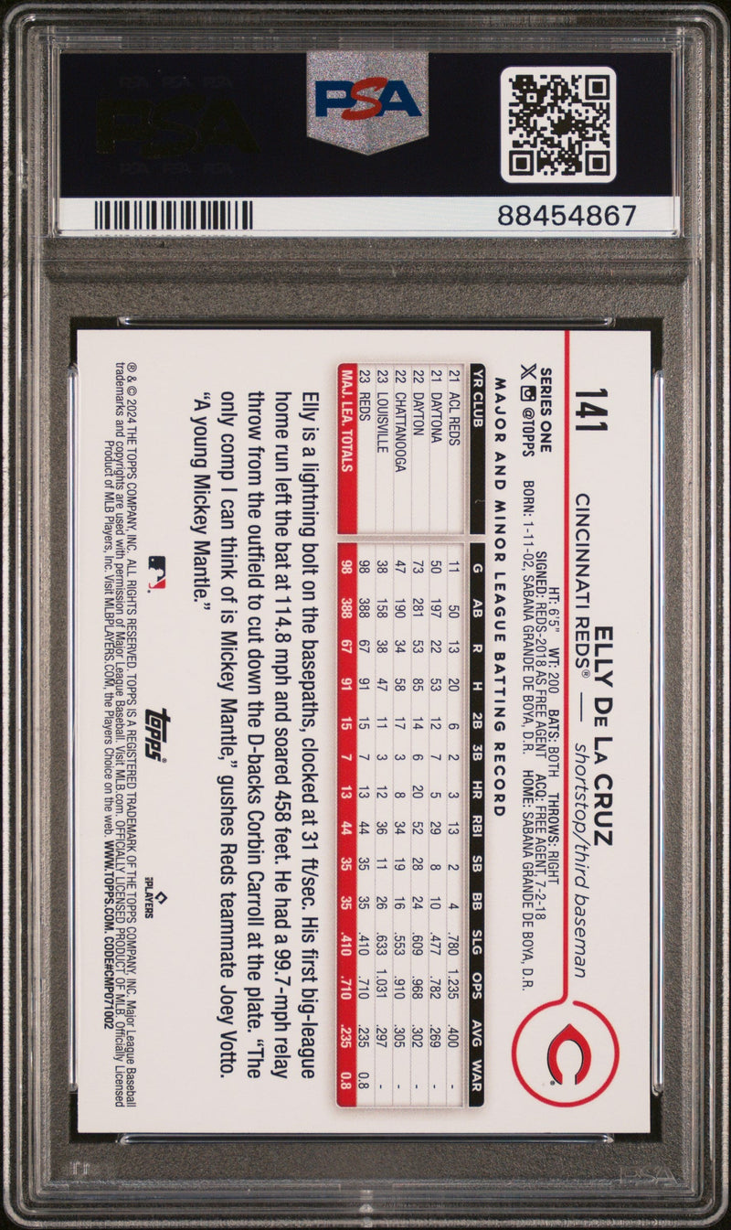 Graded 2024 Topps Elly De La Cruz #141 Rookie RC Baseball Card PSA 10 Gem Mint