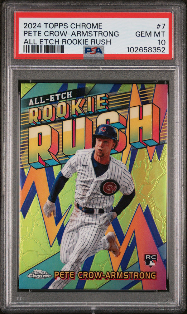 Graded 2024 Topps Chrome Pete Crow Armstrong #7 All Etch Rookie Rush Rookie RC Baseball Card PSA 10 Gem Mint