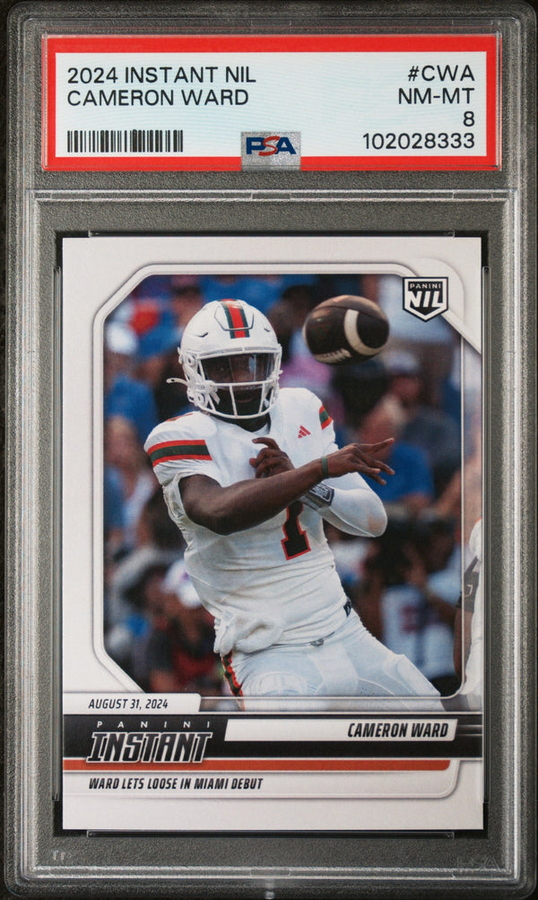 Graded 2024 Panini Instant NIL Cam Ward #CWA Rookie RC Football Card PSA 8 Near Mint