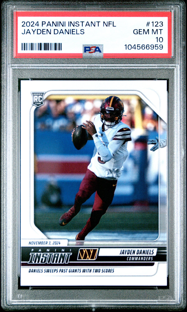 Graded 2024 Panini Instant NFL Jayden Daniels #123 Rookie RC Football Card PSA 10 Gem Mint