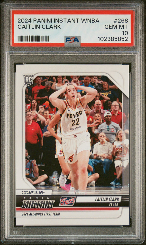 Graded 2024 Panini Instant WNBA Caitlin Clark #268 Rookie RC Basketball Card PSA 10 Gem Mint