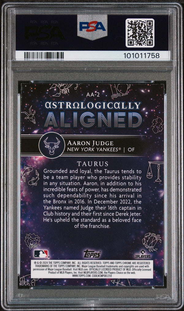 Graded 2024 Topps Chrome Cosmic Aaron Judge #2 Astrologically Aligned Baseball Card PSA 10 Gem Mint