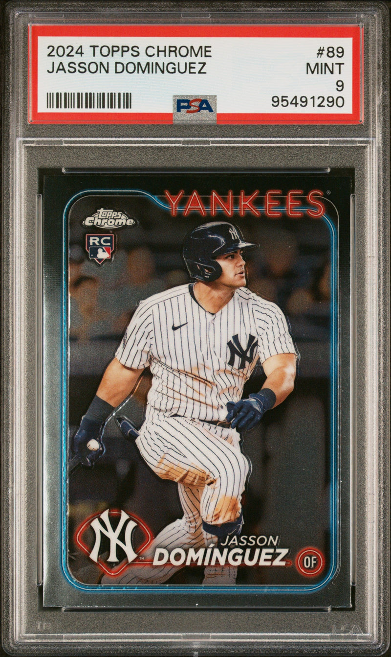 Graded 2024 Topps Chrome Jasson Dominguez #89 Rookie RC Baseball Card PSA 9 Mint
