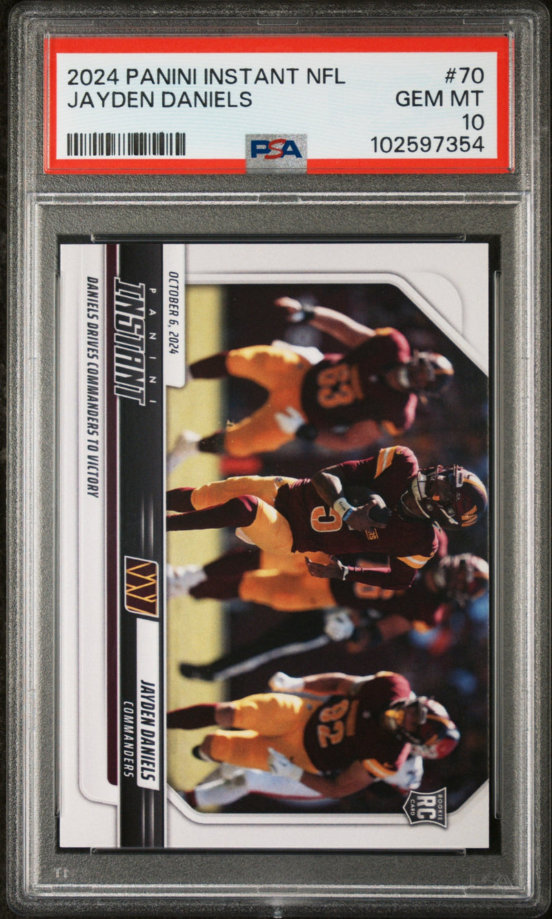 Graded 2024 Panini Instant NFL Jayden Daniels #70 Rookie RC Football Card PSA 10 Gem Mint