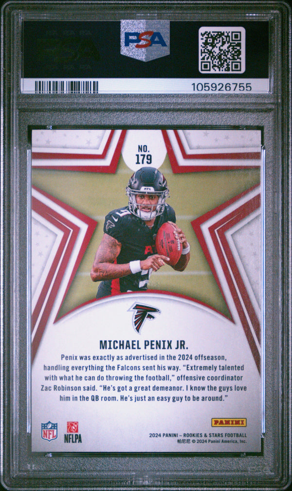 Graded 2024 Panini Rookies & Stars Michael Penix Jr #179 Longevity Rookie RC Football Card PSA 10 Gem Mint