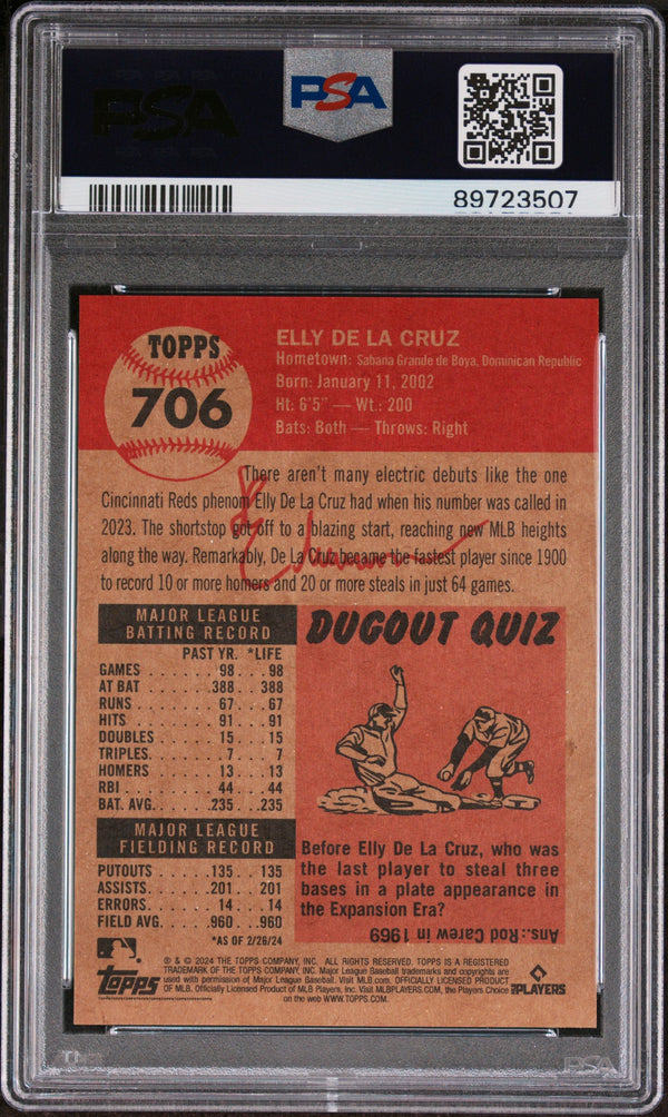Graded 2024 Topps Living Elly De La Cruz #706 Rookie RC Baseball Card PSA 10 Gem Mint