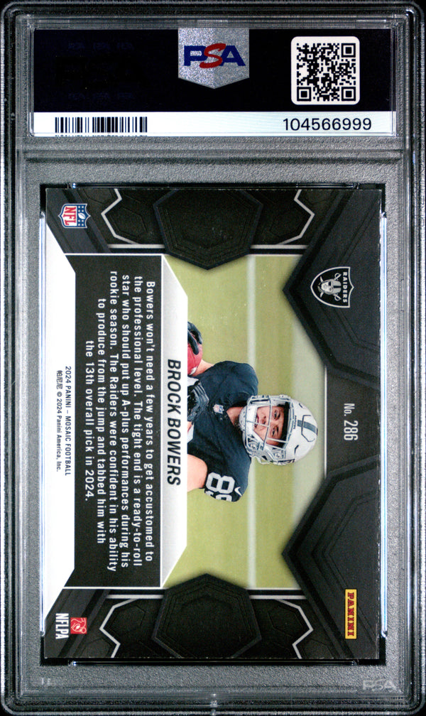Graded 2024 Panini Mosaic Brock Bowers #286 Rookie RC Football Card PSA 9 Mint