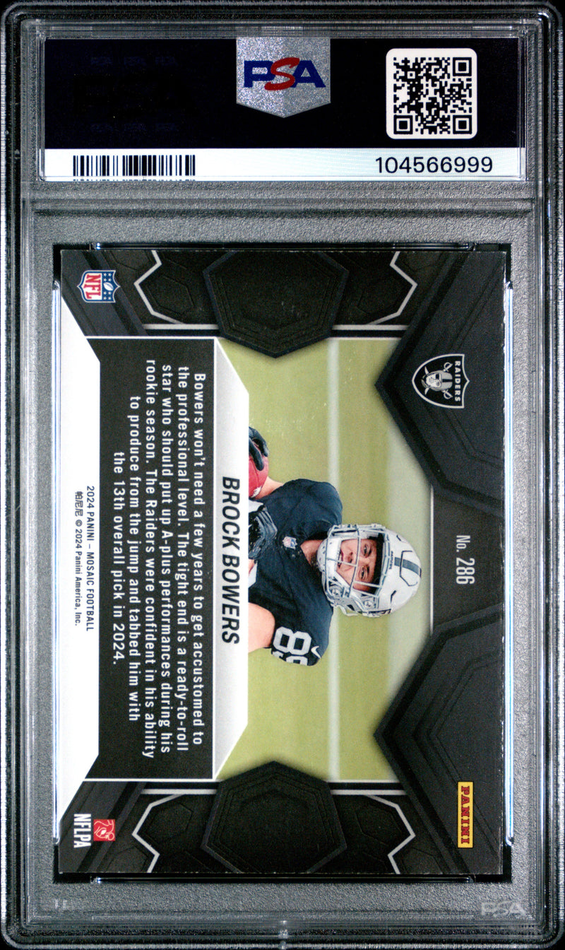 Graded 2024 Panini Mosaic Brock Bowers #286 Rookie RC Football Card PSA 9 Mint