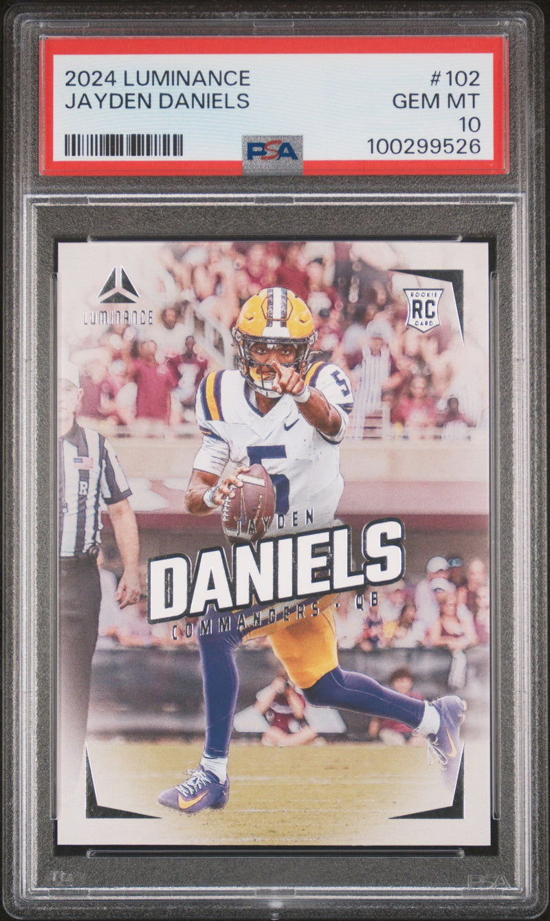 Graded 2024 Panini Luminance Jayden Daniels #102 Rookie RC Football Card PSA 10 Gem Mint