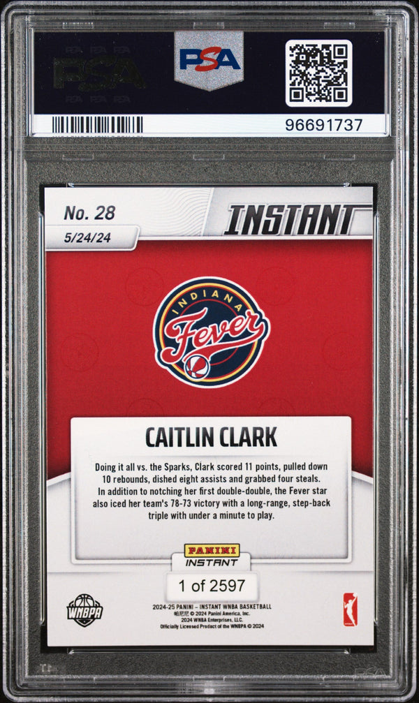 Graded 2024 Panini Instant WNBA Caitlin Clark #28 Rookie RC Basketball Card PSA 8 Near Mint
