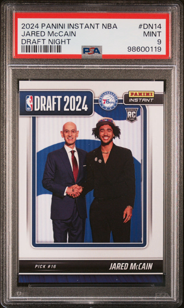 Graded 2024 Panini Instant NBA Jared McCain #DN14 Draft Night Rookie RC Basketball Card PSA 9 Mint