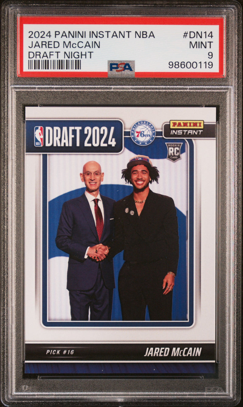 Graded 2024 Panini Instant NBA Jared McCain #DN14 Draft Night Rookie RC Basketball Card PSA 9 Mint