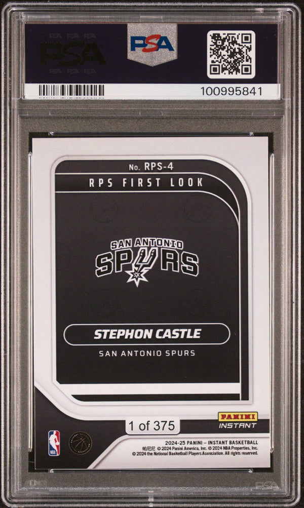 Graded 2024 Panini Instant NBA Stephon Castle #4 RPS First Look Rookie RC Basketball Card PSA 9 Mint
