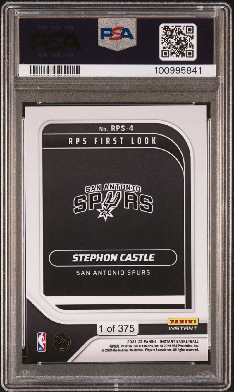 Graded 2024 Panini Instant NBA Stephon Castle #4 RPS First Look Rookie RC Basketball Card PSA 9 Mint