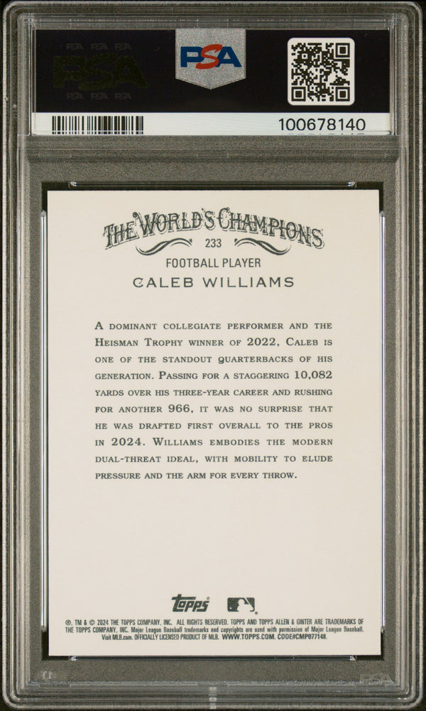 Graded 2024 Topps Allen & Ginter Caleb Williams #233 Rookie RC Football Card PSA 10 Gem Mint