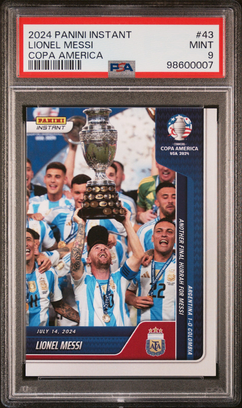 Graded 2024 Panini Instant Lionel Messi #43 Copa America Soccer Card PSA 9 Mint