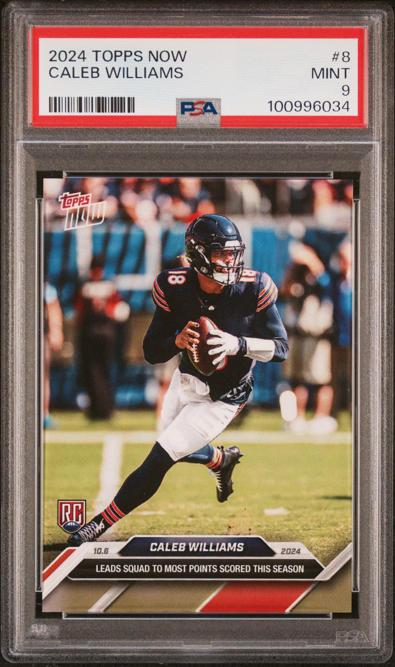 Graded 2024 Topps Now Caleb Williams #8 Rookie RC Football Card PSA 9 Mint
