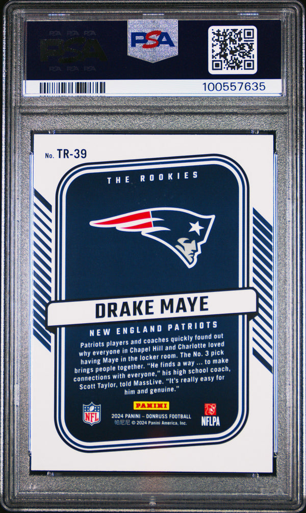 Graded 2024 Panini Donruss Drake Maye #TR39 The Rookies Rookie RC Football Card PSA 10 Gem Mint