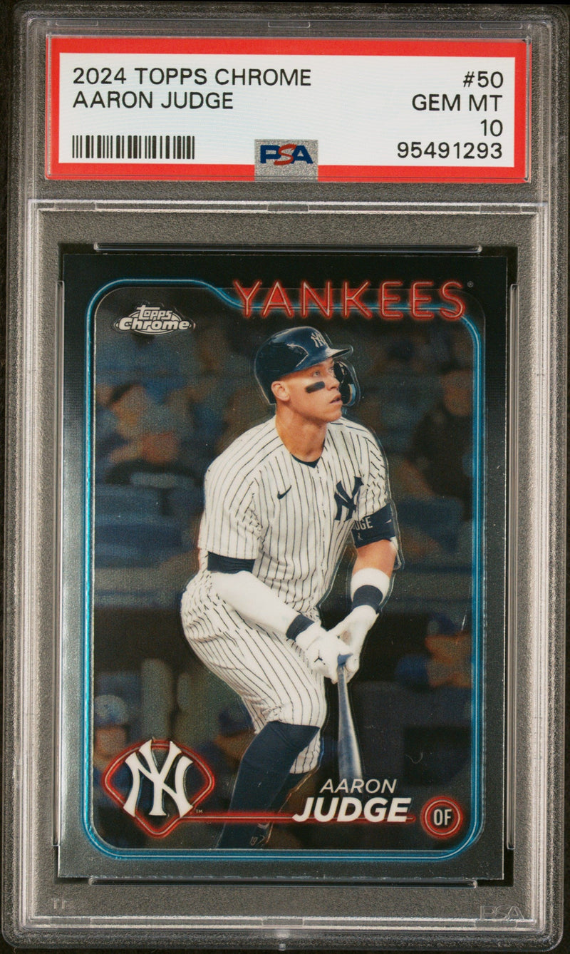 Graded 2024 Topps Chrome Aaron Judge #50 Baseball Card PSA 10 Gem Mint