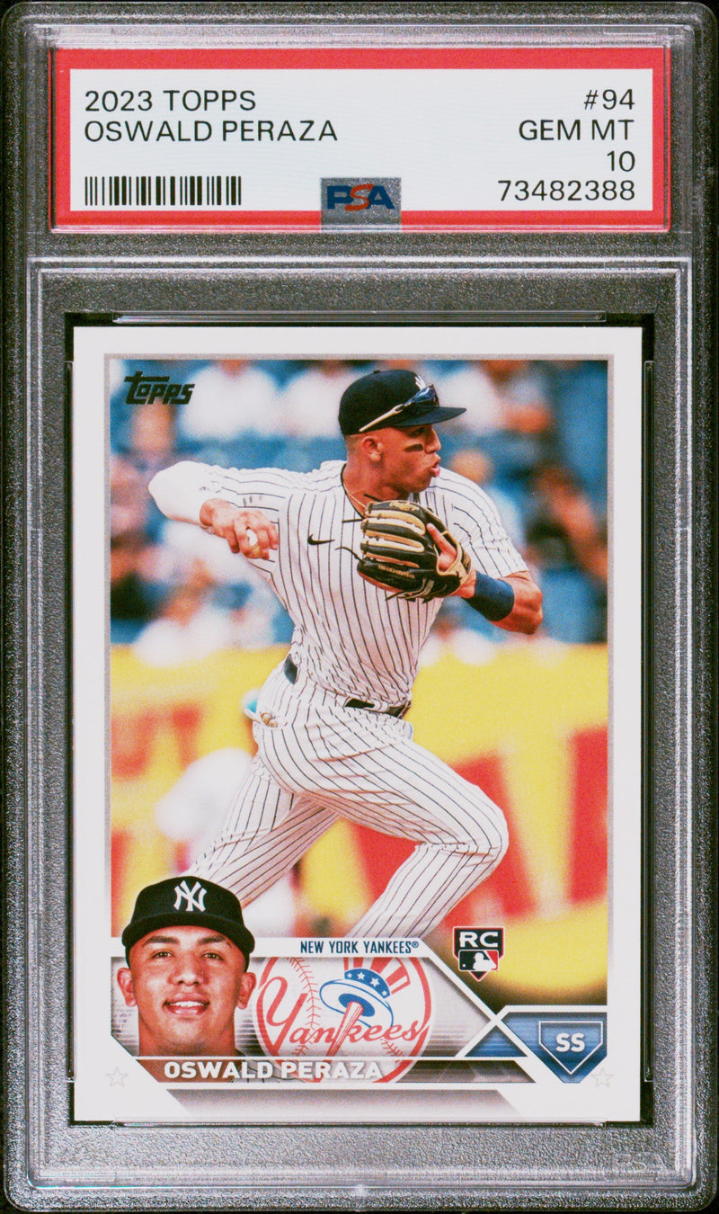 Graded 2023 Topps Oswald Peraza #94 Rookie RC Baseball Card PSA 10 Gem Mint
