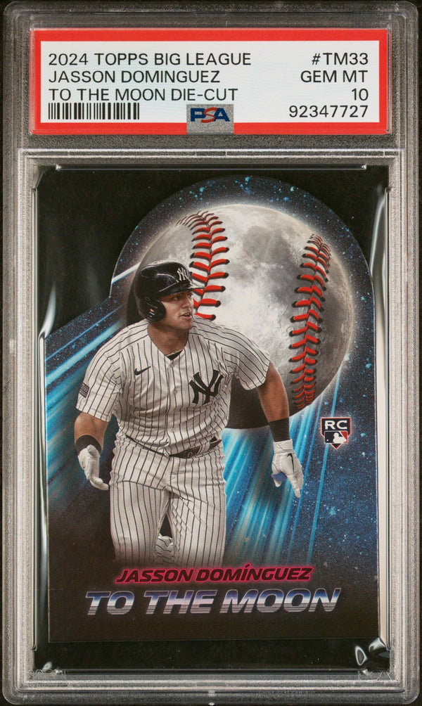 Graded 2024 Topps Big League Jasson Dominguez #TM33 To The Moon Die Cut Rookie RC Baseball Card PSA 10 Gem Mint