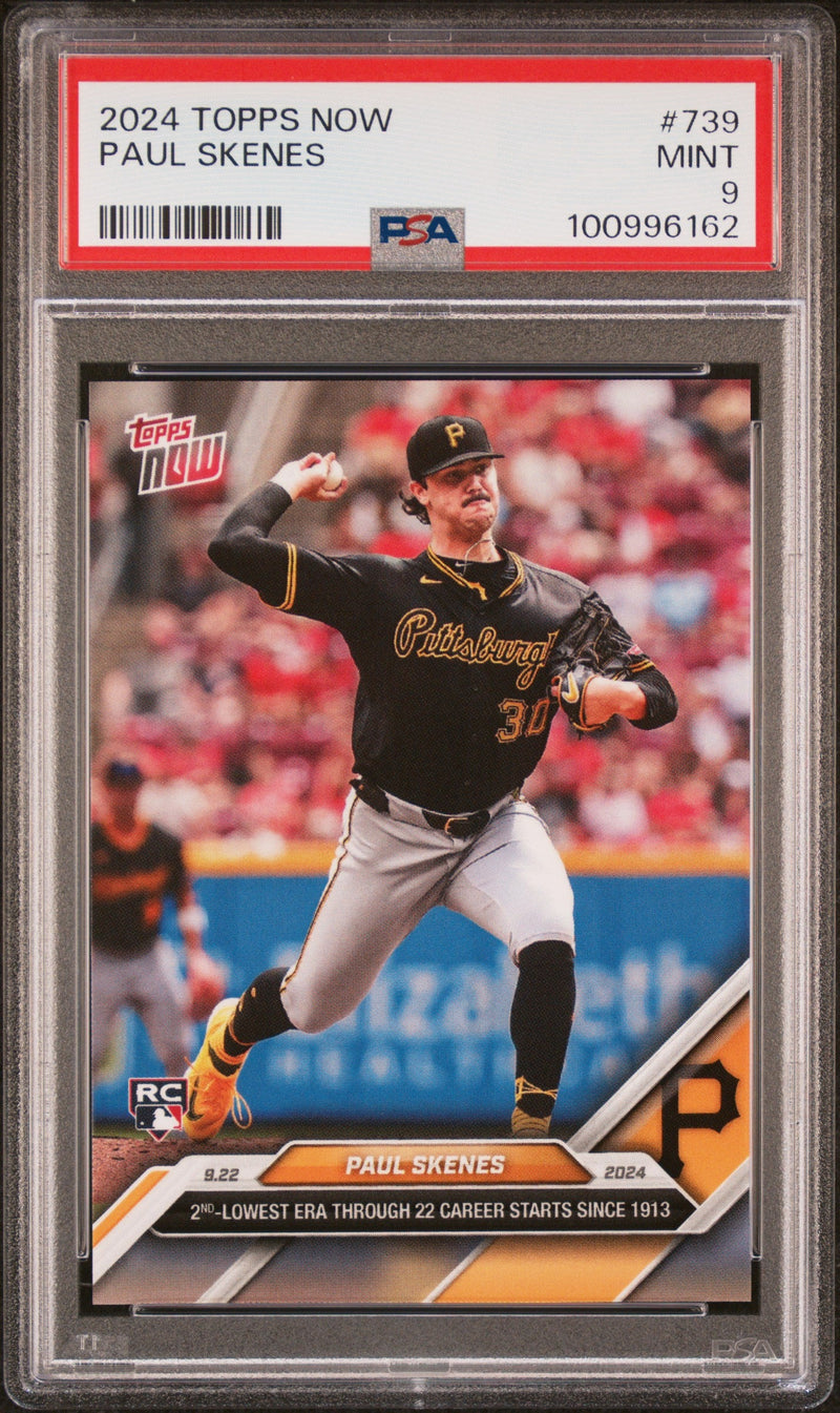 Graded 2024 Topps Now Paul Skenes #739 Rookie RC Baseball Card PSA 9 Mint