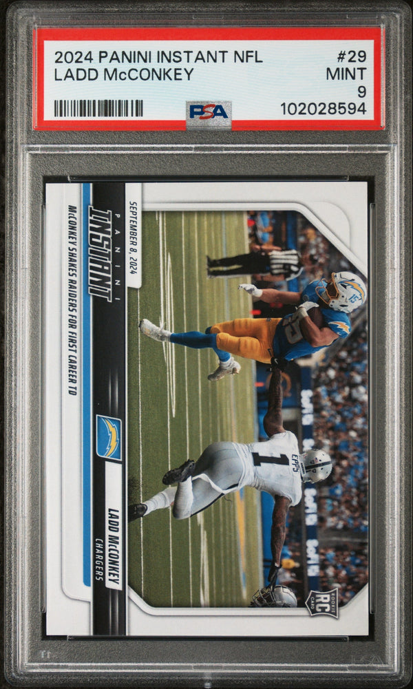 Graded 2024 Panini Instant NFL Ladd McConkey #29 Rookie RC Football Card PSA 9 Mint