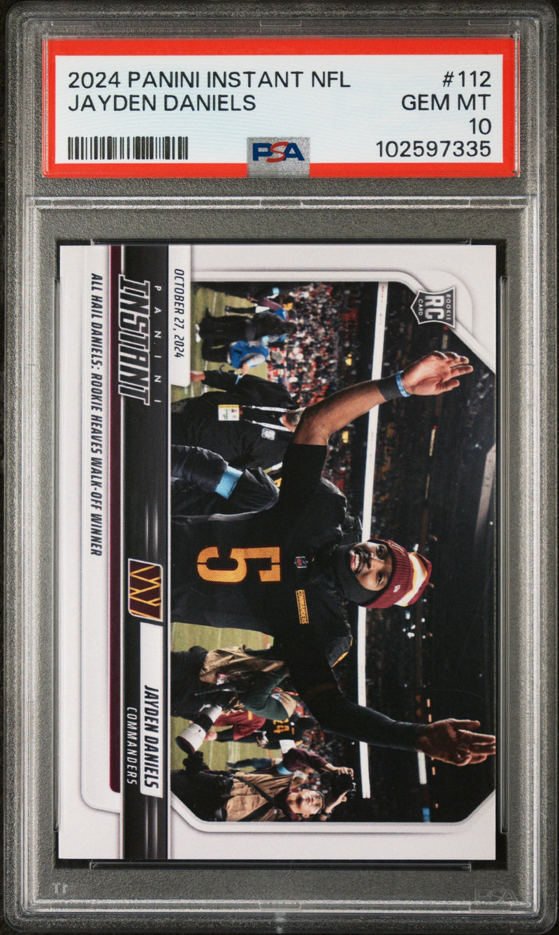 Graded 2024 Panini Instant NFL Jayden Daniels #112 Rookie RC Football Card PSA 10 Gem Mint