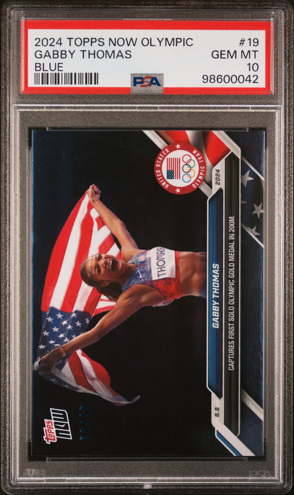 Graded 2024 Topps Now Olympic Gabby Thomas #19 Blue #/49 Track & Field Card PSA 10 Gem Mint