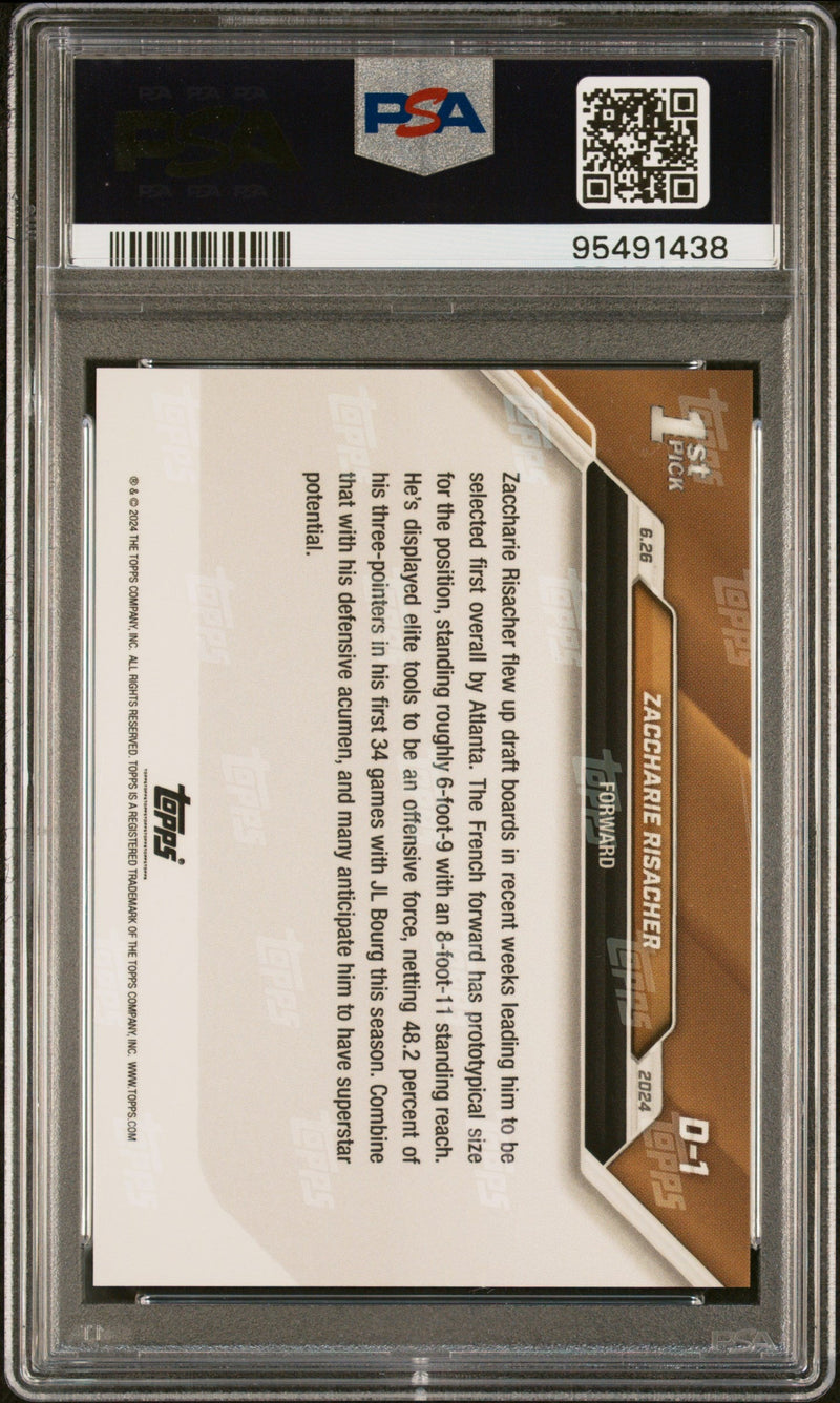 Graded 2024 Topps Now Zaccharie Risacher #D1 Draft Rookie RC Basketball Card PSA 9 Mint