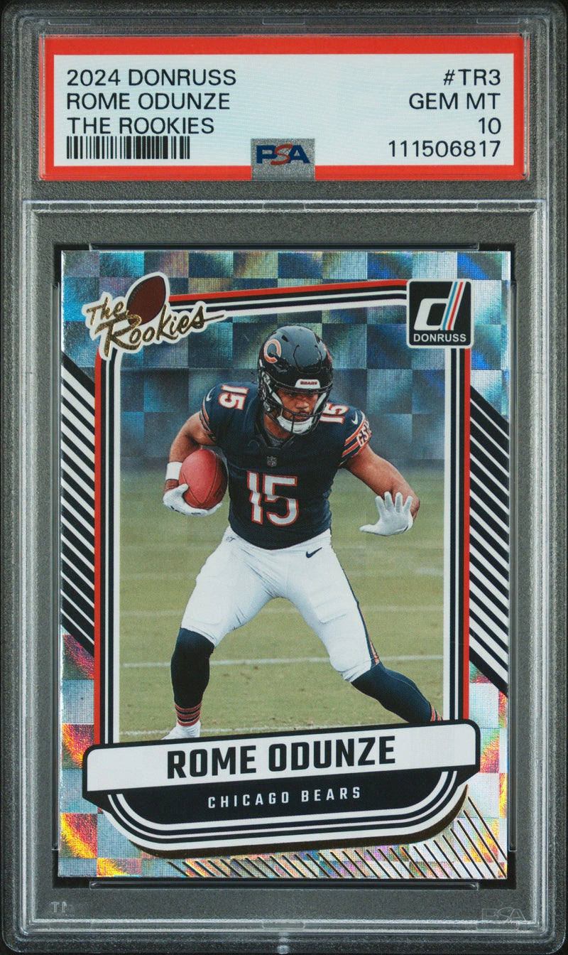 Graded 2024 Panini Donruss Rome Odunze #TR3 The Rookies Rookie RC Football Card PSA 10 Gem Mint