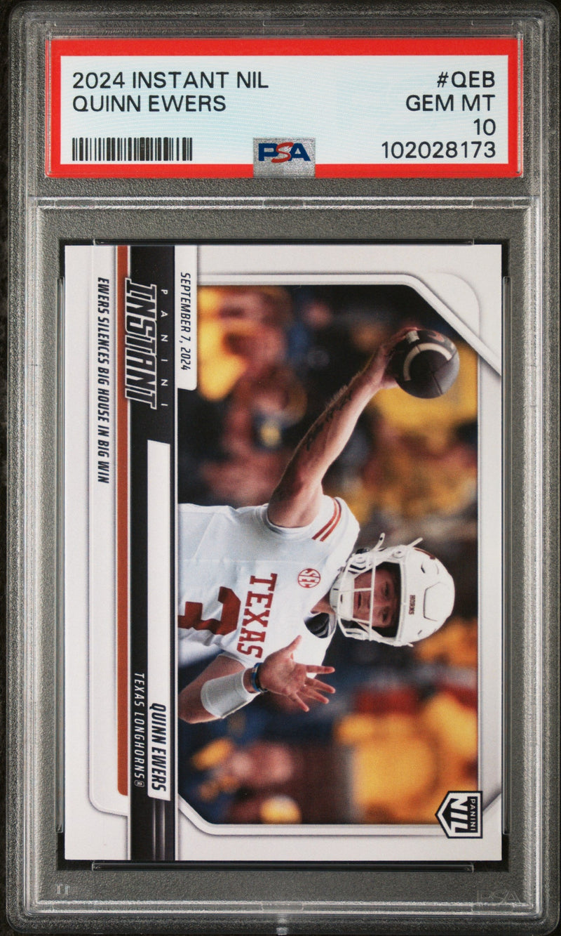 Graded 2024 Panini Instant NIL Quinn Ewers #QEB Rookie RC Football Card PSA 10 Gem Mint
