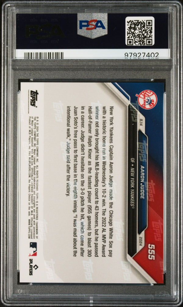 Graded 2024 Topps Now Aaron Judge #555 Fastest to 300 HRs Baseball Card PSA 9 Mint