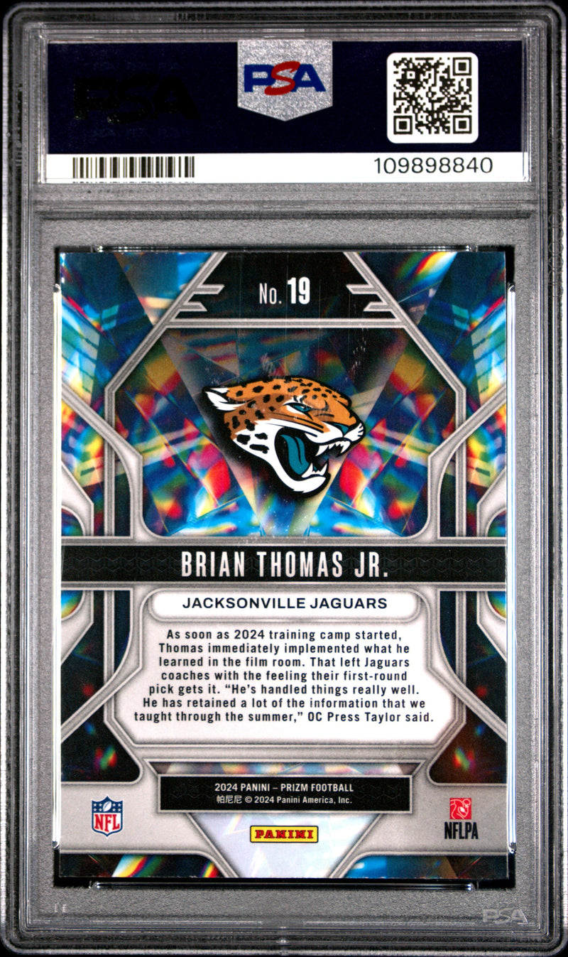Graded 2024 Panini Prizm Brian Thomas Jr #19 Prizmatic Rookie RC Football Card PSA 10 Gem Mint