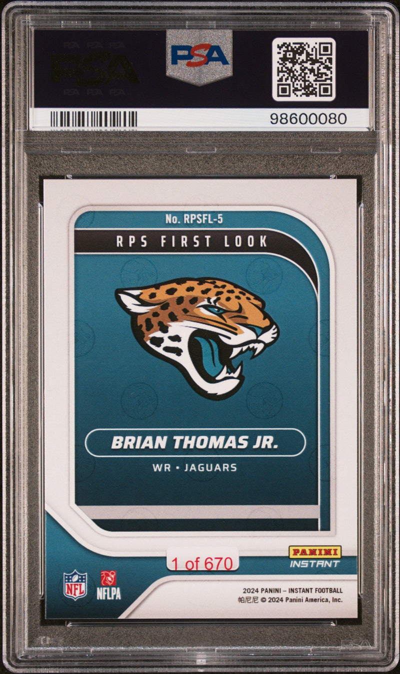 Graded 2024 Panini Instant NFL Brian Thomas Jr #RPSFL5 RPS First Look Rookie RC Football Card PSA 9 Mint