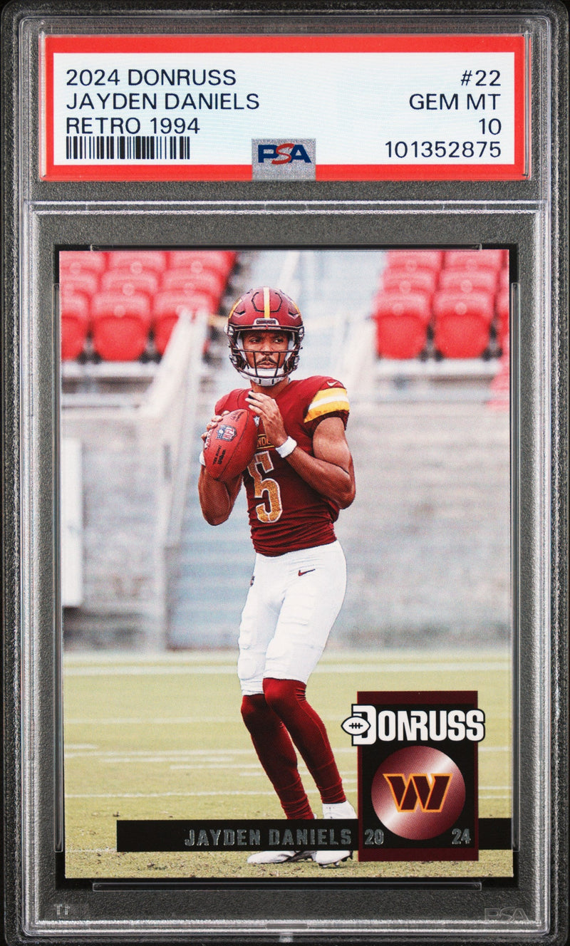 Graded 2024 Panini Donruss Jayden Daniels #22 Retro 1994 Rookie RC Football Card PSA 10 Gem Mint