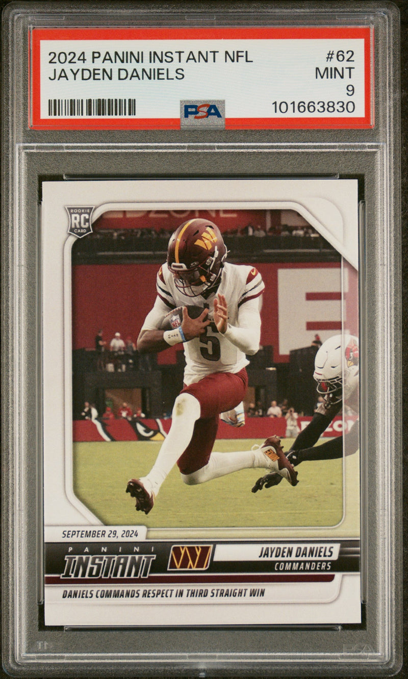 Graded 2024 Panini Instant NFL Jayden Daniels #62 Rookie RC Football Card PSA 9 Mint
