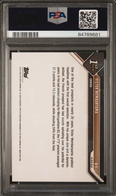 Graded 2023 Topps Now Victor Wembanyama #D1 Draft Rookie RC Basketball Card PSA 9 Mint