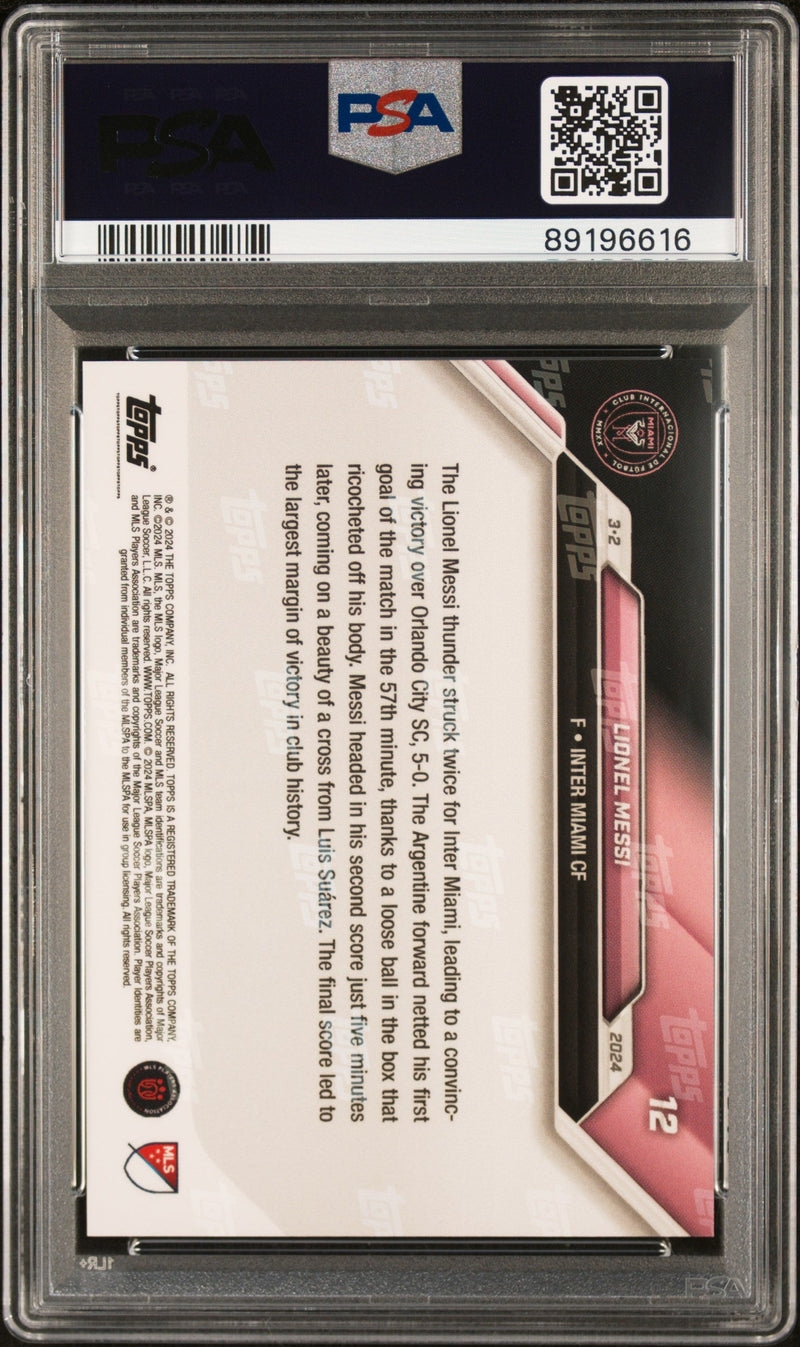 Graded 2024 Topps Now MLS Lionel Messi #12 Soccer Card PSA 10 Gem Mint