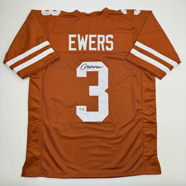 Autographed/Signed Quinn Ewers Texas Orange College Football Jersey Beckett BAS COA