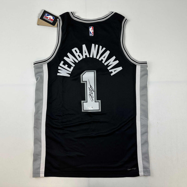 Autographed/Signed Victor Wembanyama San Antonio Spurs Black Authentic Swingman Basketball Jersey Fanatics COA