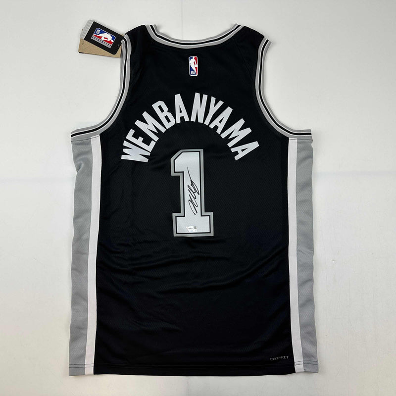 Autographed/Signed Victor Wembanyama San Antonio Spurs Black Authentic Swingman Basketball Jersey Fanatics COA
