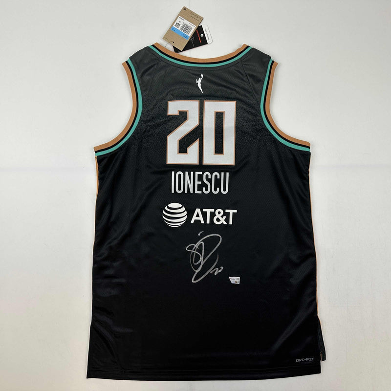 Autographed/Signed Sabrina Ionescu New York Liberty Black Swingman Basketball Jersey Fanatics COA
