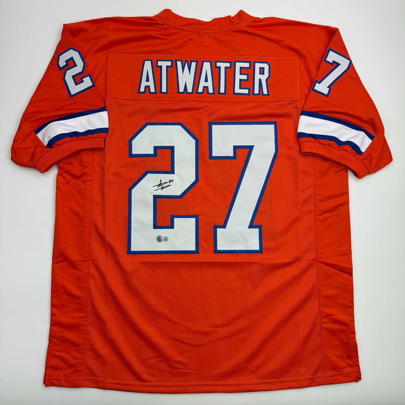Autographed/Signed Steve Atwater Denver Retro Orange Football Jersey Beckett BAS COA