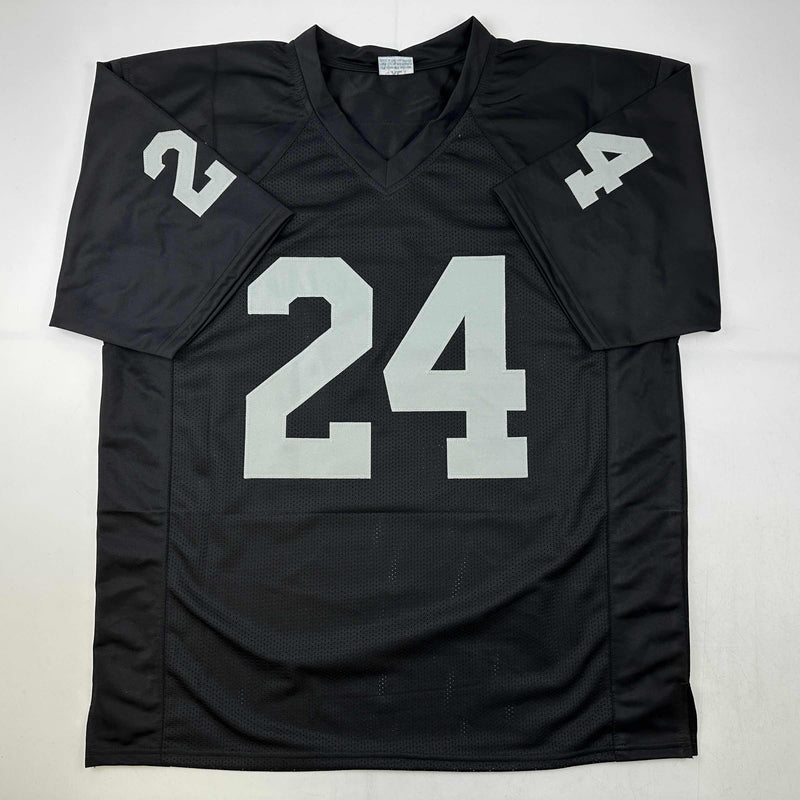 Autographed/Signed Willie Brown HOF 84  Las Vegas Oakland Black Football Jersey JSA COA